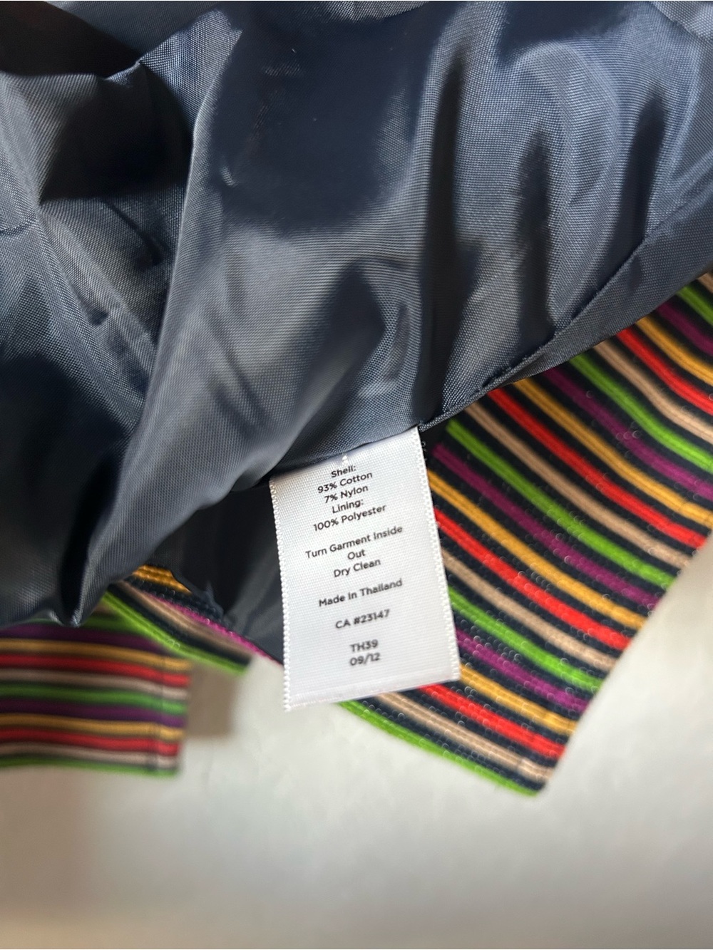 Talbots Mandarin Collar Multi Colored Striped Button Front Blazer - Picture 5 of 8